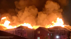 Burning apartment bulding. Photo credit Ashton